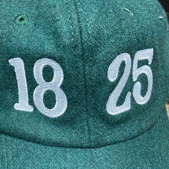 Retro Green “1825” Wool Blend Strap Back Baseball Hat Cap MINTY OS - Picture 5 of 6